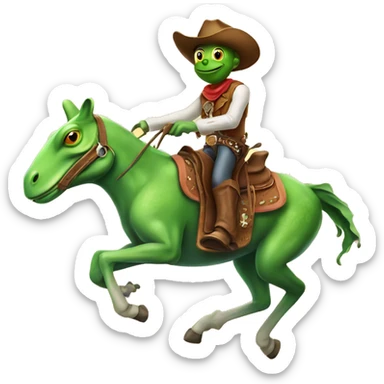 A cowboy frog riding a horse sticker