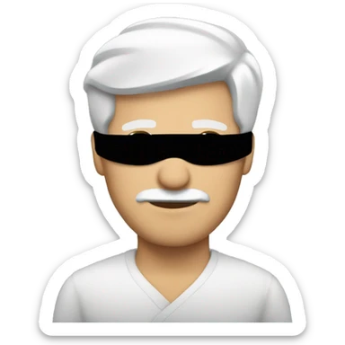White haired man with black blindfold  sticker