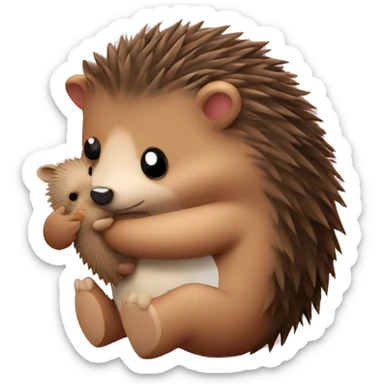 hedgehog hugging a teddy bear sticker