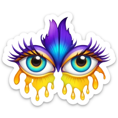 expressive cartoon eyes with colorful irises sticker