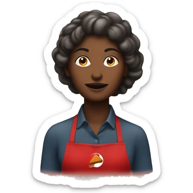 mujer con pelo rojo oscuro cocinando con el logo (nuria y compañia) sticker