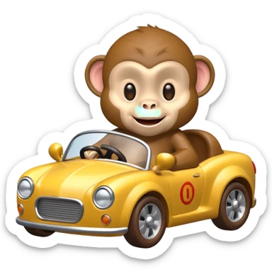 monkey pretending to drive sticker