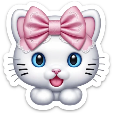 Hello-kitty hello-kitty with blue eyes and lacy silk bow sticking her tongue out sticker