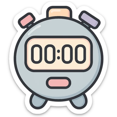 sports timer digital timer with large display icon-color-outlined style detailed shading thin clean outlines soft rounded features pastel palette #98B5BC #B5B3C1 #C9A3C9 #E4C0CA #F7DCD1 #F7C0AA Japanese pop art sticker look highly detailed vector clarity soft lighting subtle shadows transparent background sticker