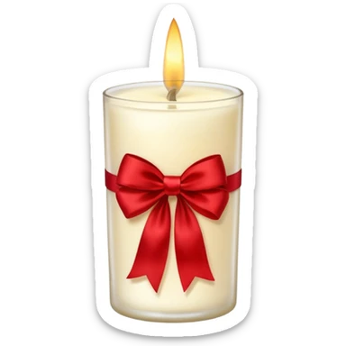 Soft vanilla long glass candle, with little red bow sticker