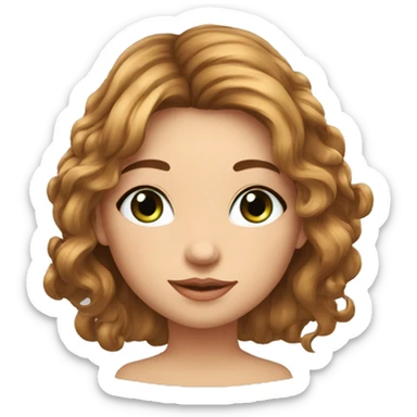 une fille avec les cheveux chatin claire, yeux verts et grans de beauté au niveau de la levre sticker