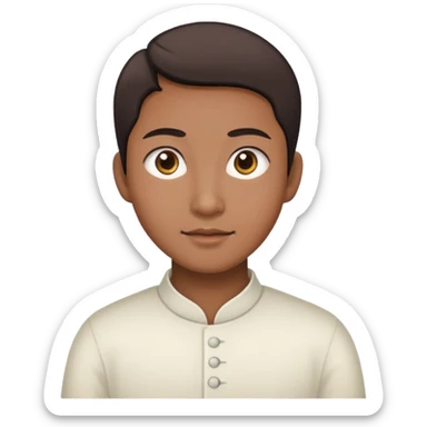 Person with Chinese appearance, darker skin tone, and narrow eyes, friendly expression sticker