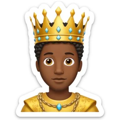 black guy with sponge twists, wearing golden crown sticker