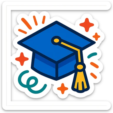 graduation cap, celebratory, bold style sticker