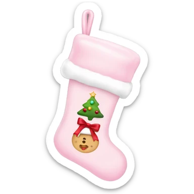  light pink Christmas stocking with bow sticker