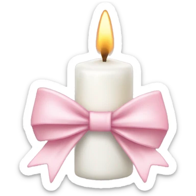 White candle light pink bow sticker