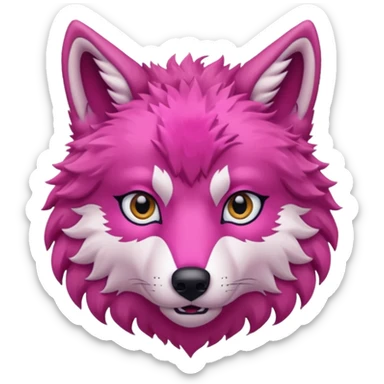 pink wolf head sticker