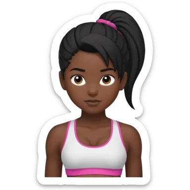 Black girl with black ponytail in a sports bra  sticker
