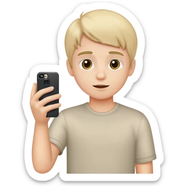 boy take picture with phone sticker