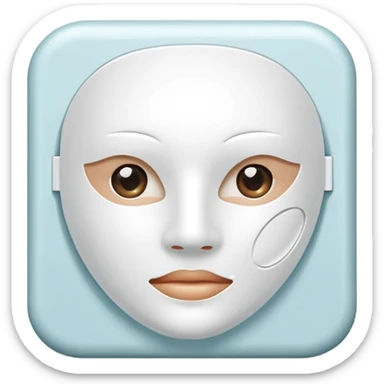 a beauty product box of skincare white  mask pack with rounded eyehole sticker