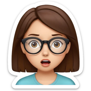 girl with black glasses, surprised expression sticker