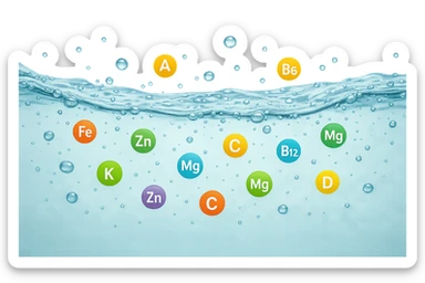 focus sull'acqua a tutto schermo e i micronutrienti contenuti in essa sticker