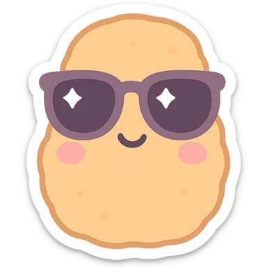 a chicken nugget with sunglasses, kawaii style sticker