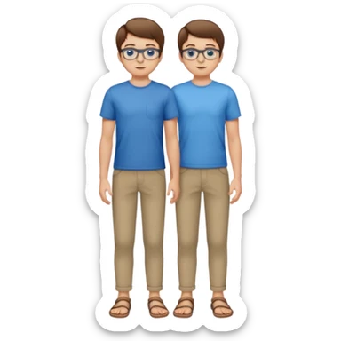 jeune homme l'air cool taille moyenne corpulence maigre cheveux chatain court yeux bleus lunettes photo de pieds en pantalon  sticker