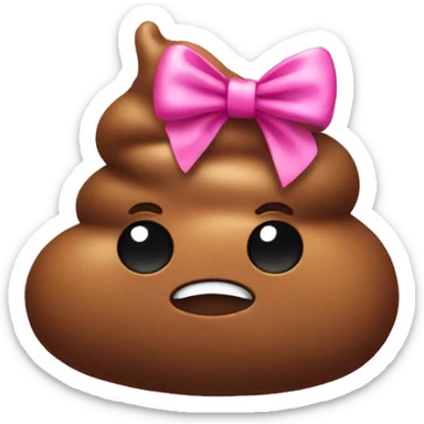 Poop with pink bow sticker