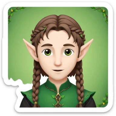 elves with braided brown  hair man black dress  sticker