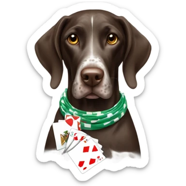German Shorthaired Pointer Playing Poker sticker