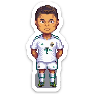 Cristiano Ronaldo, footballer, pixel art style sticker