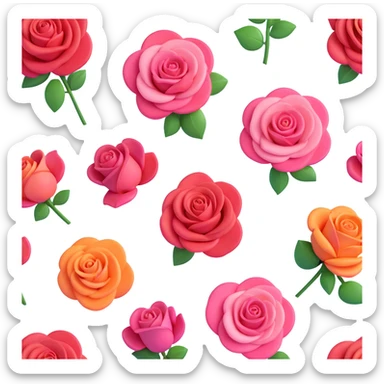 Redraw this illustration with roses in iOS 3D style: volumetric soft shapes, smooth gradients, realistic shadows, modern look like iOS icons. No text, light or transparent background, square composition. sticker