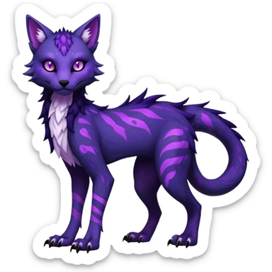 Kawaii dark gloomy ghoulish edgy fantasy ethereal feline-vernid-sergal-monster-fursona animal creature full body with intricate markings  sticker
