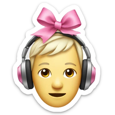 Headphones with a pink bow on both sides  sticker
