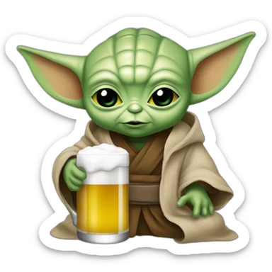 Bébé yoda qui boit une bière sticker