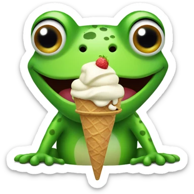 Frog eat ice cream sticker