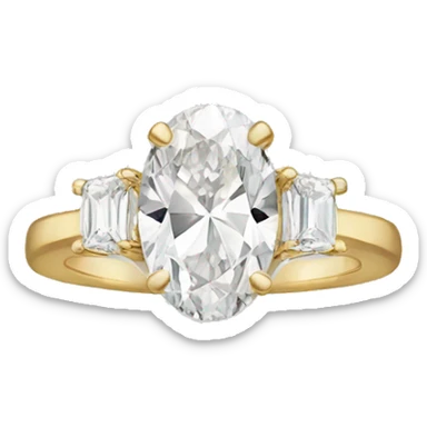 Oval diamond engagement ring with gold band sticker