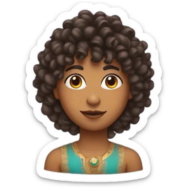 indian with curly fringe taper sticker