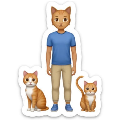 a human man with the fullbody of a cat  sticker