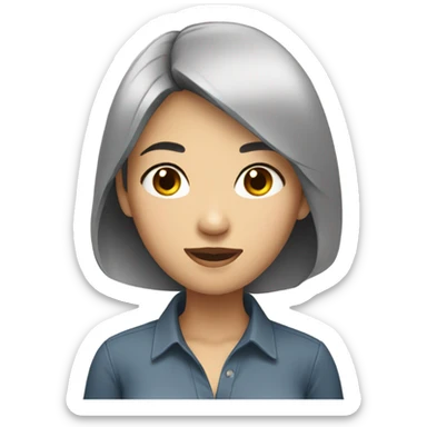 asian woman black hair, casual shirt sticker