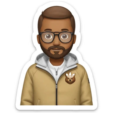 I need a weasel with beard and glasses in an adidas jacket sticker