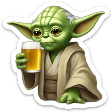 Yoda qui bois une bière sticker