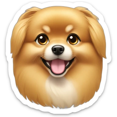 Girl with bang cut on forehead golden small Pomeranian dog sticker