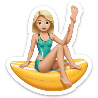 Draw a girl in a swimsuit who shows her foot sticker