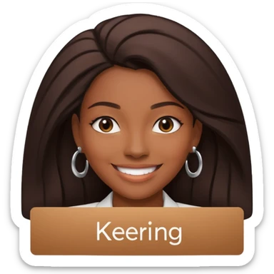 Black company card with black woman photo and « KERING » company name sticker