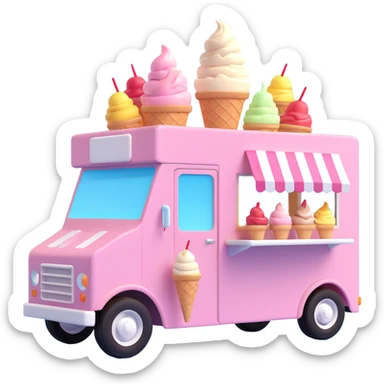 generate me a 3D icecream food truck sticker