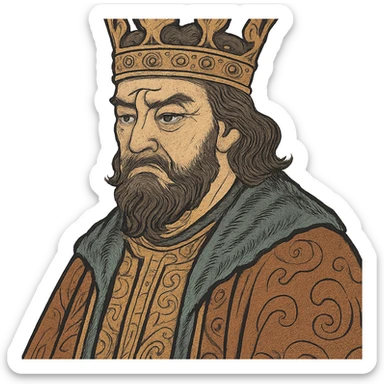 ukiyo-e style king with crown sticker