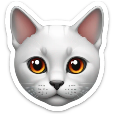 British cat white and gray with red nose and dark gray ears, with blue eyes sticker