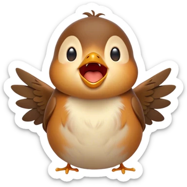 Cinematic Cute Yawning Robin Portrait Emoji, Head tilted slightly with a dramatic, wide-open yawn, showcasing a small, softly feathered body with gently drooping wings and sleepy, half-closed eyes, Simplified yet irresistibly adorable features, highly detailed, glowing with a soft, cozy glow, high shine, relaxed yet expressive, stylized with a dash of whimsical woodland charm, soft glowing outline, capturing the essence of a drowsy yet affectionate robin that appears ready to stretch out for a nap! sticker