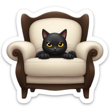 Enraged Black cat sitting comfy in a armchair looking at us sticker