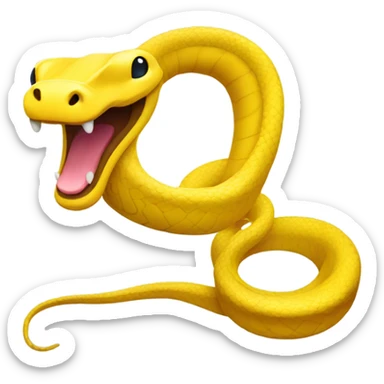 Bright yellow snake with silly face sticker