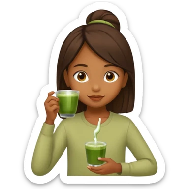 Una niña morenita tomando matcha sticker
