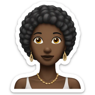 Black girl with straight hair and earrings and tub top sticker