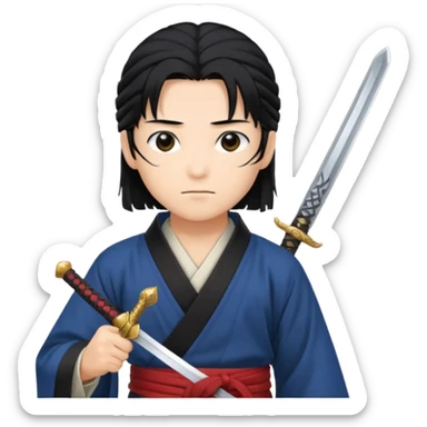 Yoh Asakura holding a sword, relaxed face sticker